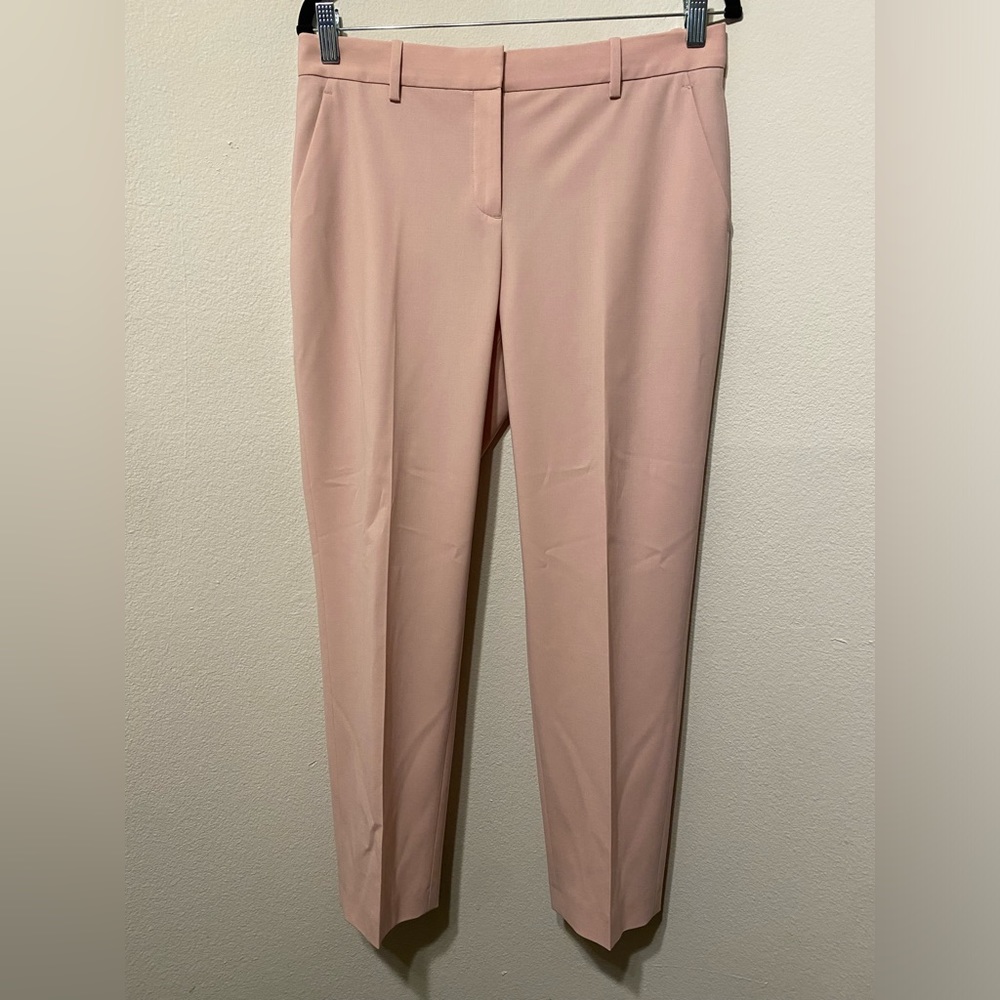 NWOT Theory Treeca 2 Good Wool Crop Suit Pants Petal Pink US 6 Spring Easter